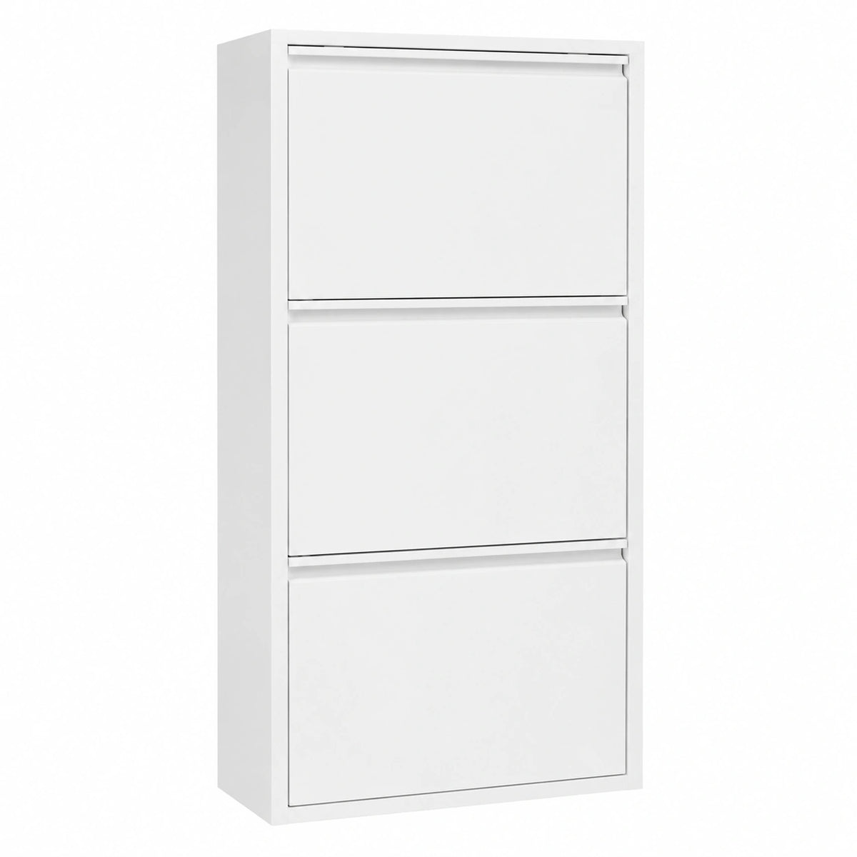 Scarpiera Salvaspazio in Metallo, Mobile Porta Scarpe a 3 Ante, Design Moderno Bianco