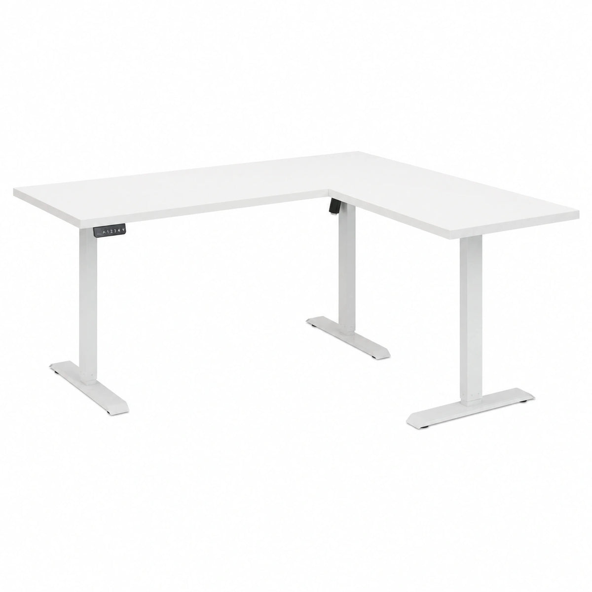 Scrivania Angolare Elettrica Regolabile con Motore, 180x159 cm, Bianco