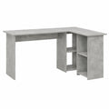 Scrivania Angolare Moderna in Legno Grigio Cemento, 142x102x73 cm