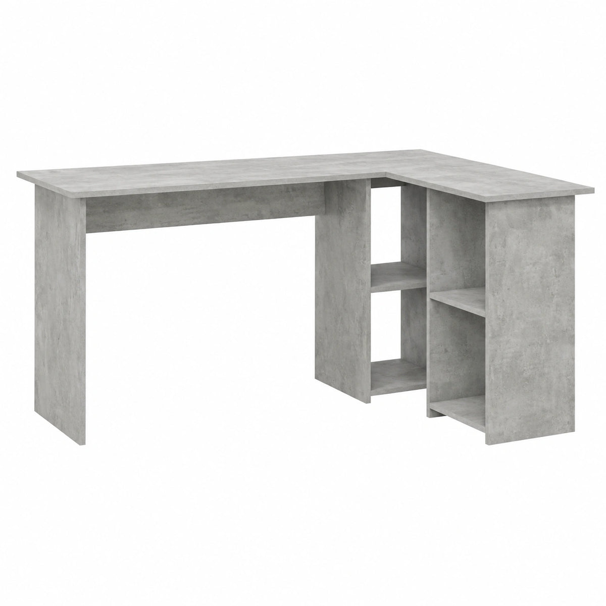 Scrivania Angolare Moderna in Legno Grigio Cemento, 142x102x73 cm