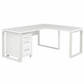 Scrivania Angolare con Cassettiera a Serratura, 2 Mobili Ufficio 170x74,5x80+90 cm, Bianco, Made in Italy