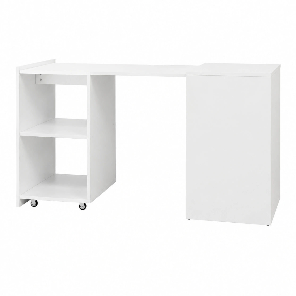 Scrivania Componibile Cadorago, Bianco Opaco, Salvaspazio, 140x72x60 cm