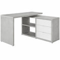 Composad Scrivania Angolare con Libreria e 3 Cassetti, 140x74x150 cm, Cemento e Bianco