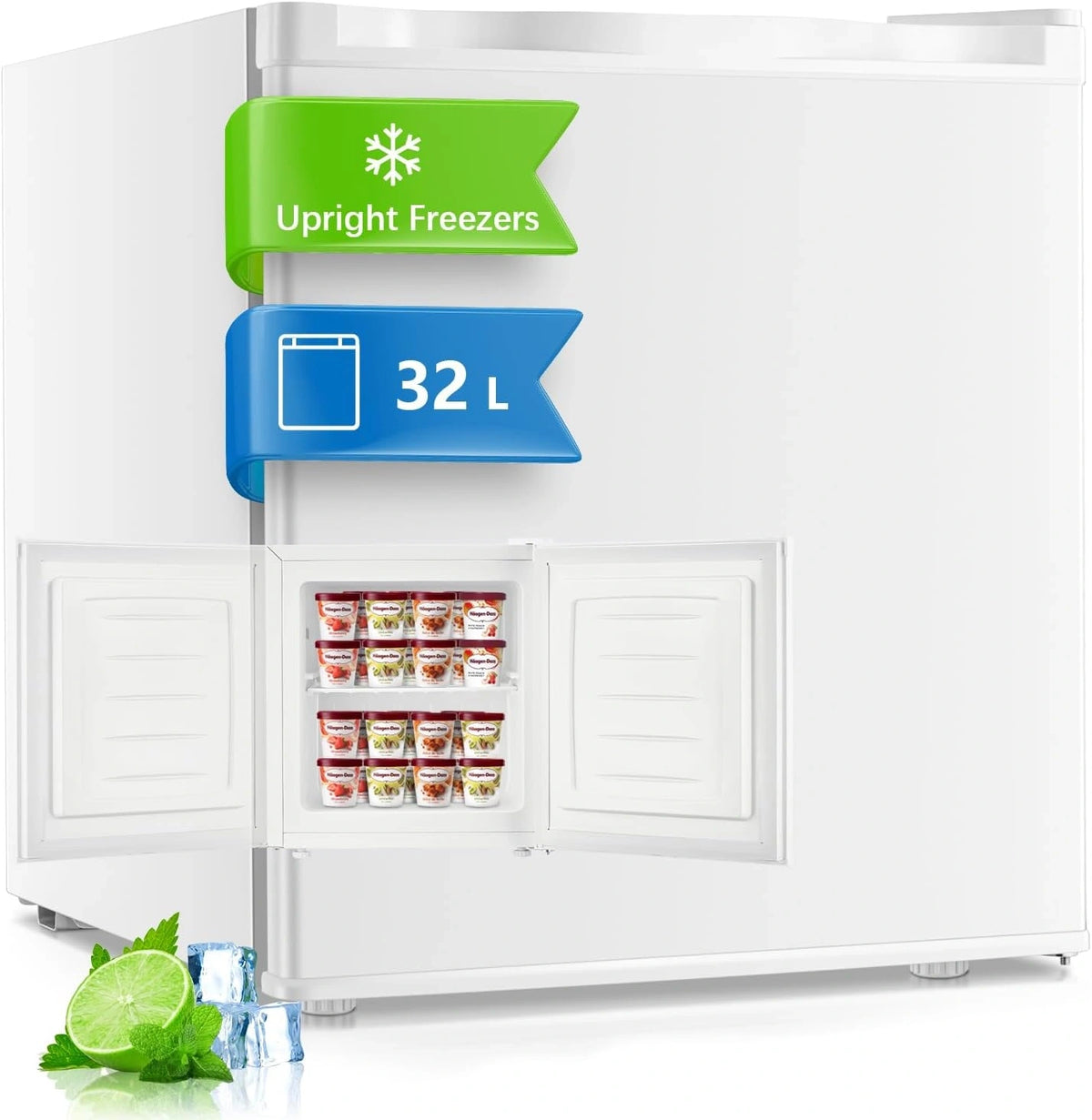 FOHERE 32L, Congelatore, 32L, silenzioso, regolabile, Nero