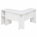 Scrivania Angolare per Computer in Legno, Bianco, Design Moderno, 126 x 136 x 72 cm