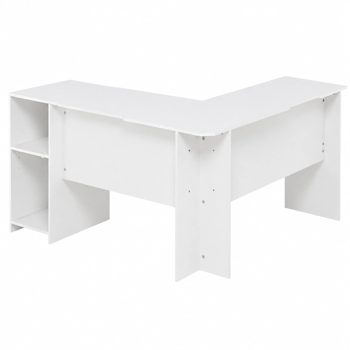 Scrivania Angolare per Computer in Legno, Bianco, Design Moderno, 126 x 136 x 72 cm