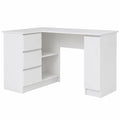 Scrivania Angolare Moderna con Cassetti e Ripiani per Ufficio 155x77x85 cm Bianco