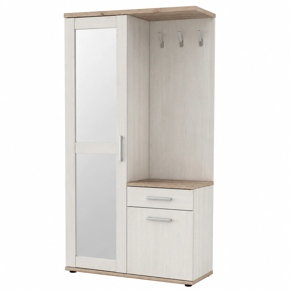 Appendiabiti Elegante con Specchio per Ingresso, Stile Moderno, 100x191x38 cm, Rovere San Remo