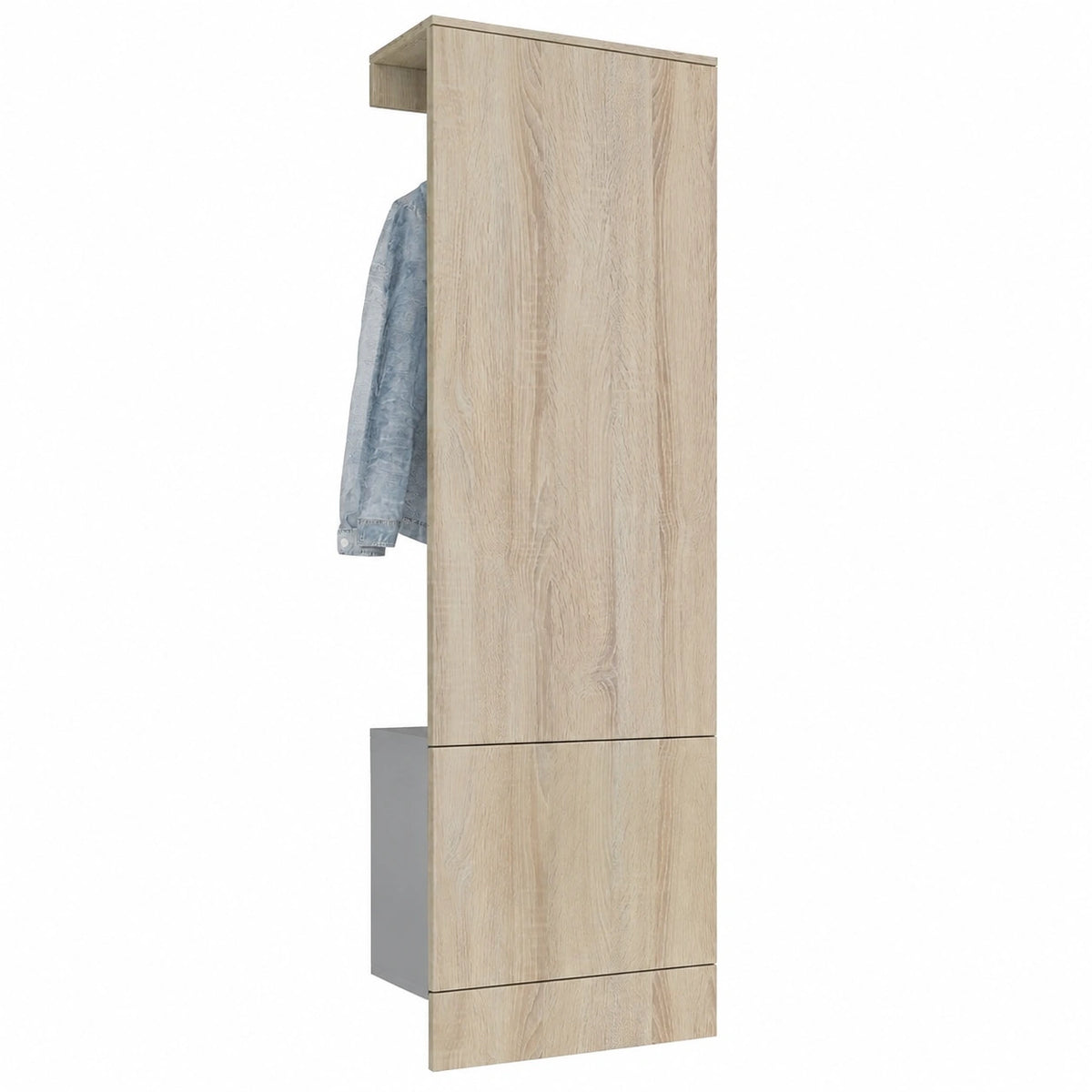 Set Ingresso Carlton 5, Mobile Ingresso con Appendiabiti e Asta, Finitura Antracite e Rovere Grezzo (52 x 193 x 35 cm)