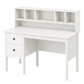 Scrivania Moderna con Libreria Integrata e Cassetti, Bianco
