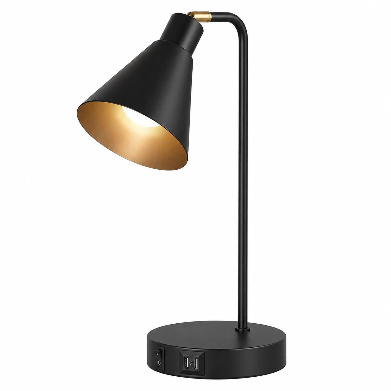 Coppia di Lampade da Tavolo Moderne con Porte USB, Struttura in Acciaio, E27, Senza Lampadina, per Soggiorno e Camera, Nero