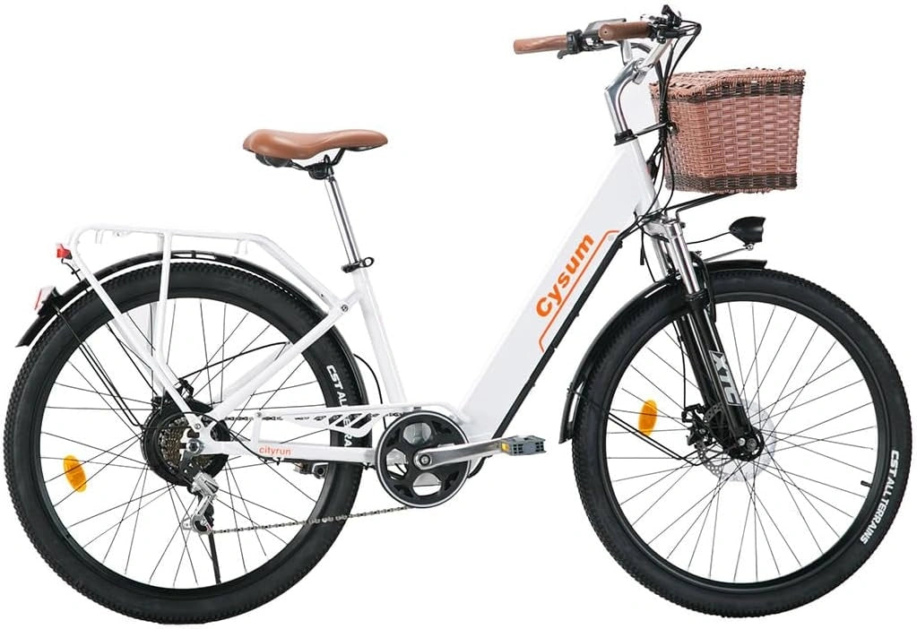 Bicicletta, Bicicletta elettrica, 36 V, 26 pollici, 80 km, Bianco