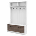 Appendiabiti e Panca Scarpiera con Ripiani e Ganci, Mobile d'Ingresso Multiuso 100x40x160 cm (Bianco)