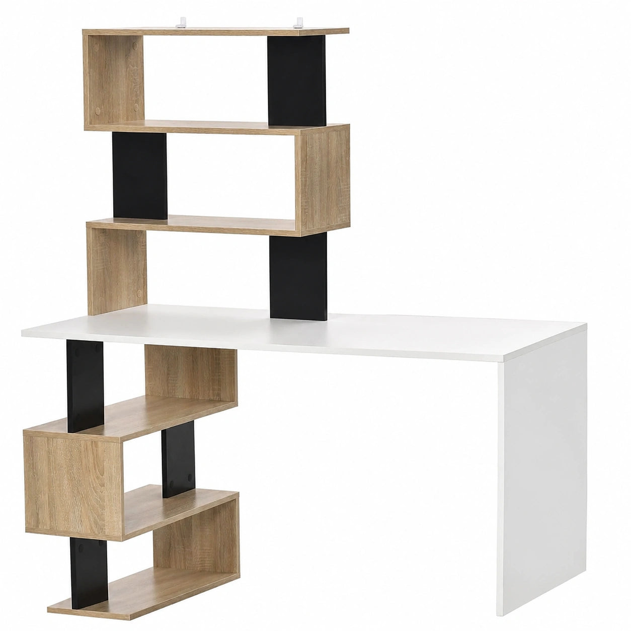 Scrivania Ufficio Multicolore con Libreria Integrata, 120x60x148 cm