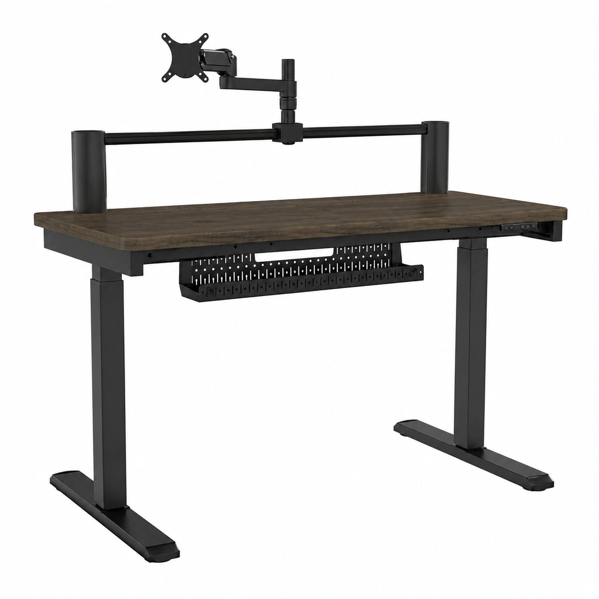 Scrivania Elettrica Regolabile Corsair Platform:4 per Gaming, 120x76 cm, Altezza Variabile, Memoria Preimpostata, Supporto Monitor, Finitura Noce Scuro