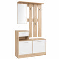 Mobile Ingresso con Specchio e Appendiabiti, Design Moderno in Legno di Faggio e Ante Bianche