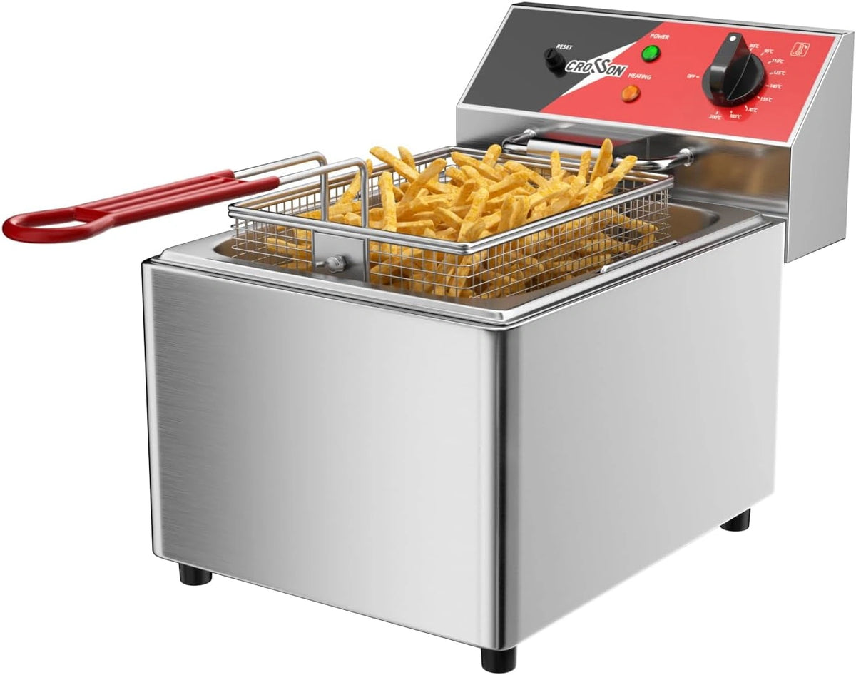 CROSSON, Friggitrice elettrica, 3250W, 8 Litri, Argento