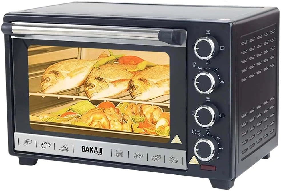 Bakaji, Forno elettrico, 1600W, 38 litri, con timer, regolabile, Argento