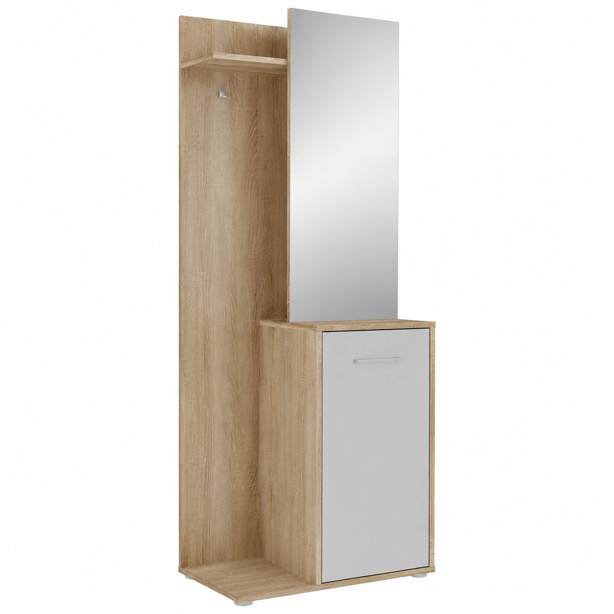 Guardaroba Ariella in legno laminato con specchio e ripiani, per ingresso, 60x198x33 cm