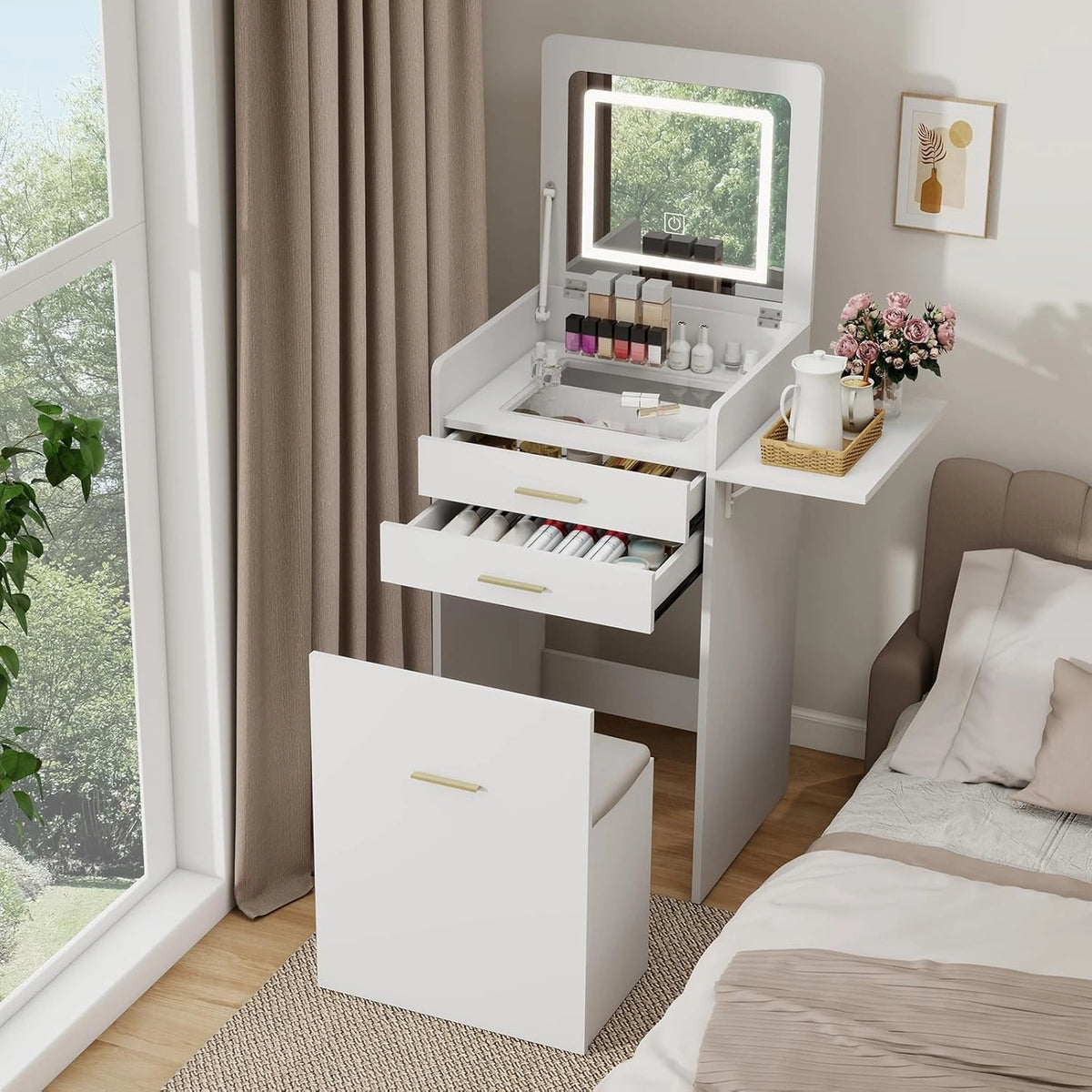 YU YUSING, Specchio, a LED, multifunzione, Bianco
