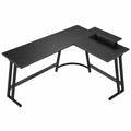 Devoko Scrivania Gaming Angolare Ergonomica in Carbonio Nero con Supporto Monitor