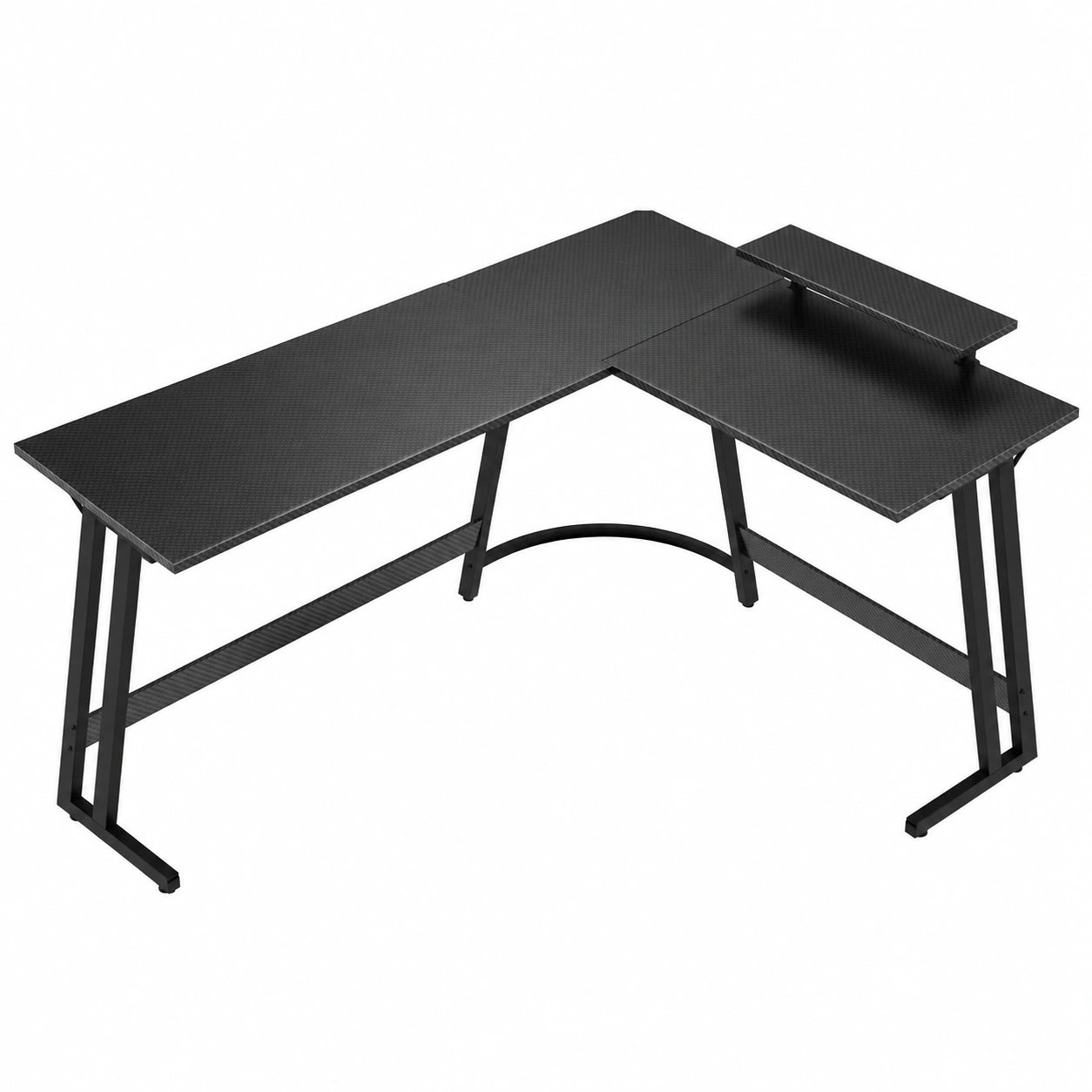 Devoko Scrivania Gaming Angolare Ergonomica in Carbonio Nero con Supporto Monitor