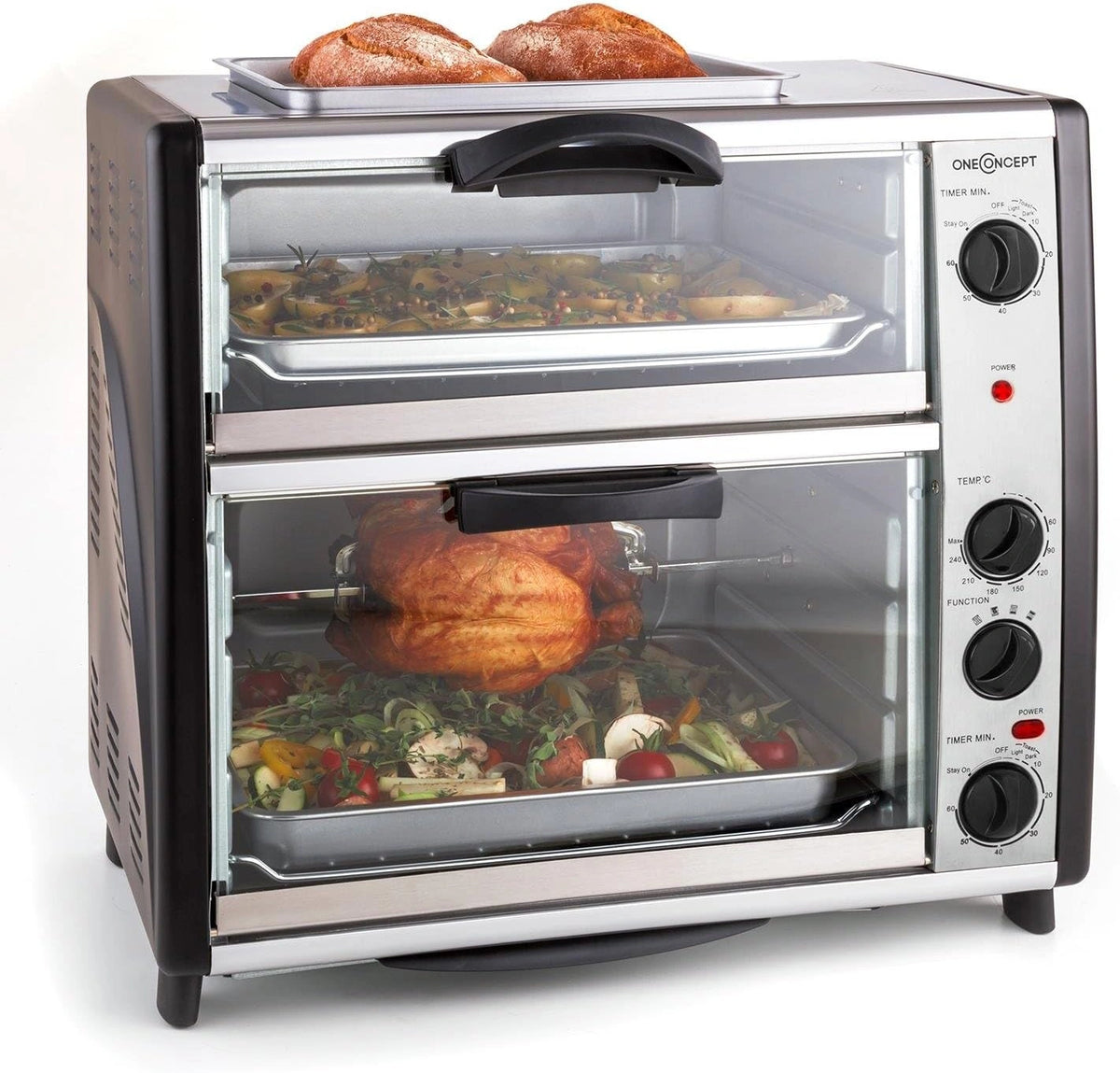 oneConcept, Forno elettrico, 42 l, regolabile, Argento