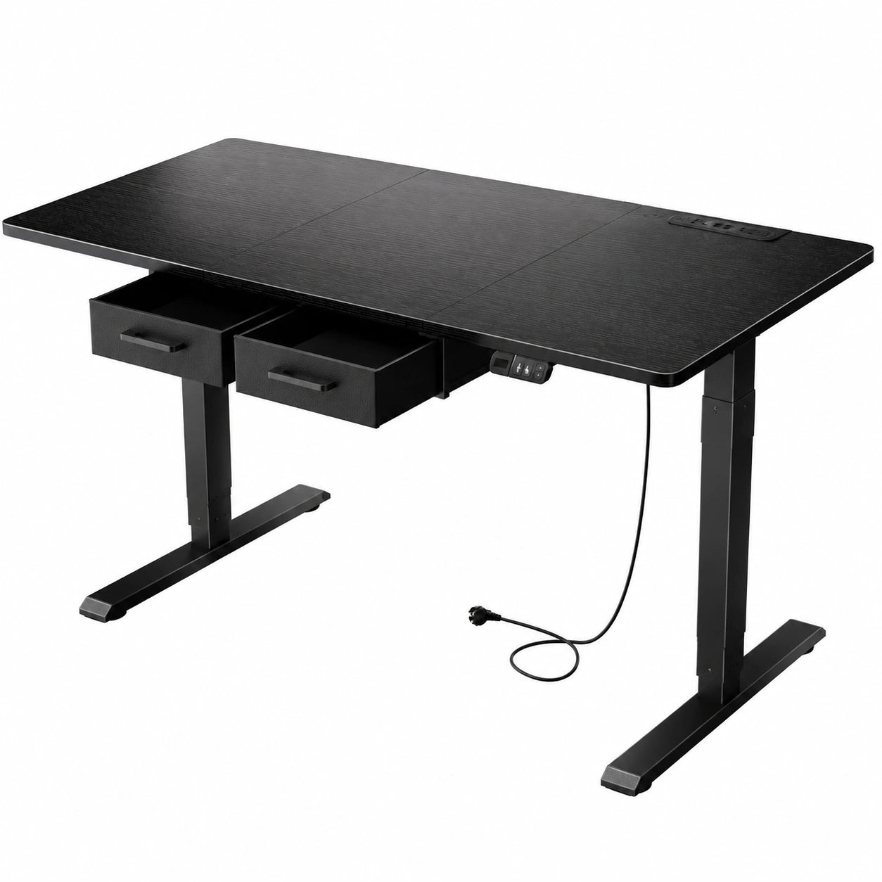Scrivania Elettrica Regolabile in Altezza 120x80 cm con USB-C e Anti-Collisione, 2 Cassetti Rimovibili, Nero