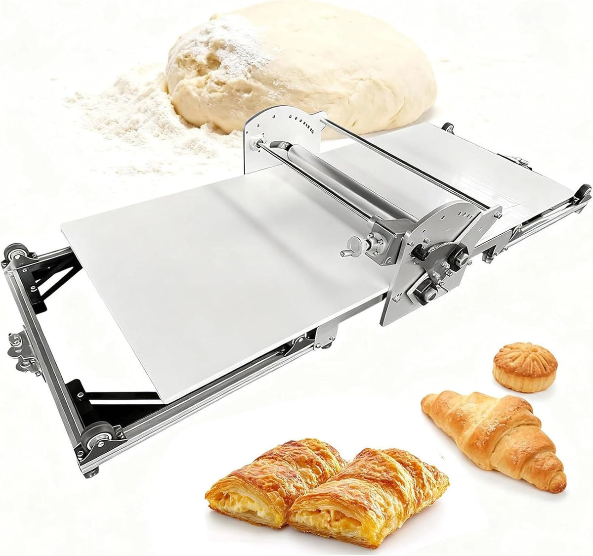 Sfogliatrice, Tavolo, 30 Mm, regolabile, pieghevole, Argento