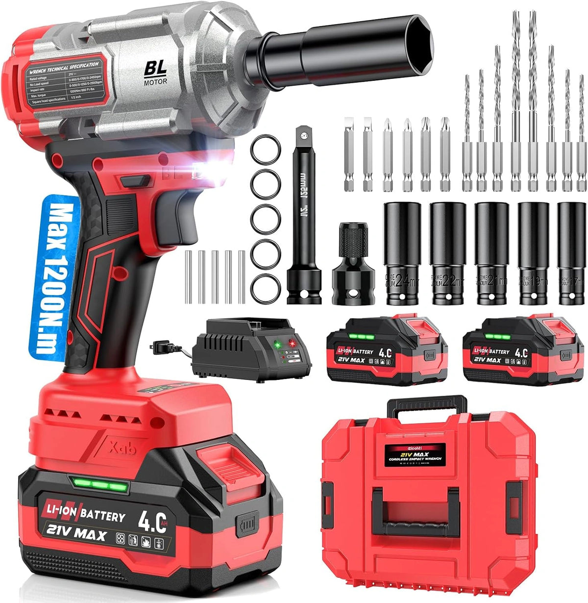Avvitatore, Batteria ricaricabile, 4.0Ah, multifunzione