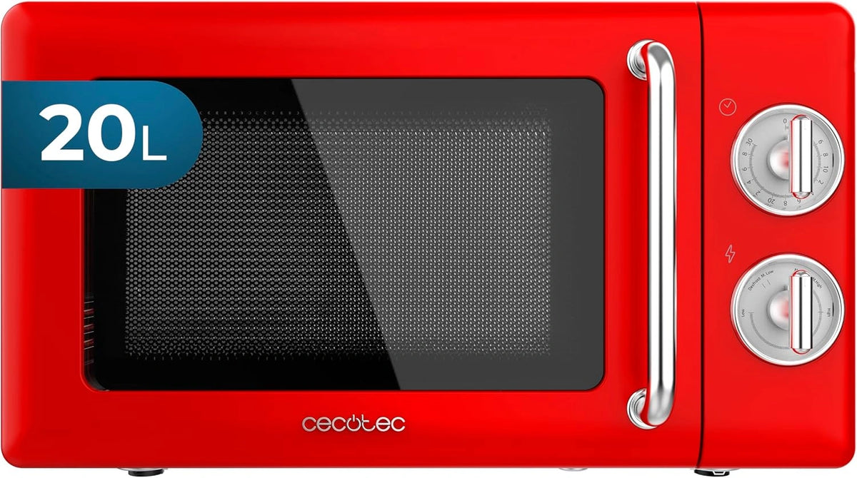 Cecotec, Forno a microonde, 700 W, 20 L, con timer, Argento/Rosso