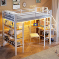 Merax, Letto, 200 cm, a LED, multifunzione, Bianco