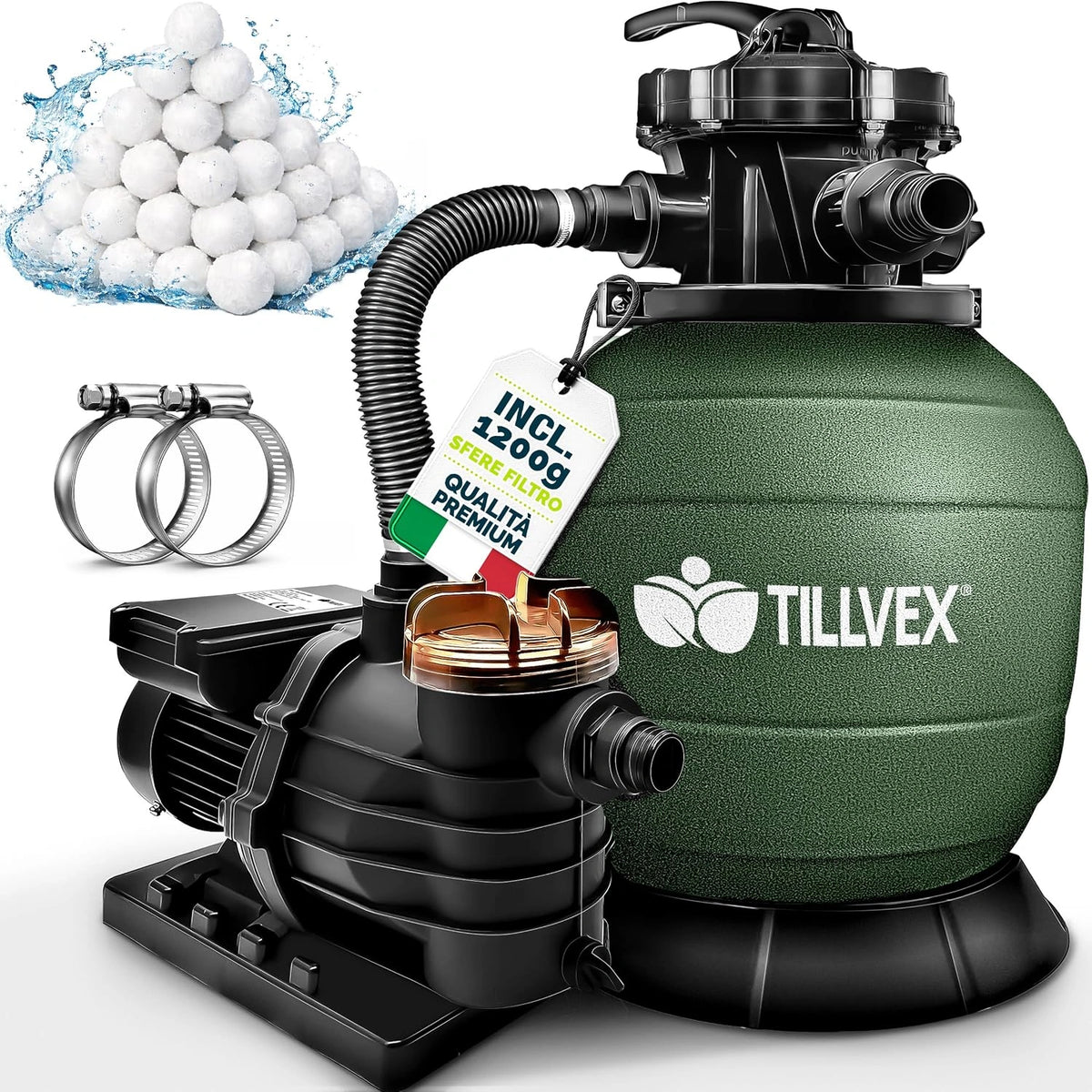 tillvex, Piscina, 13.200 l, 40.000 l, 38 mm, Beige